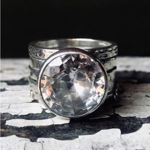 Retired Silpada Cubic Zirconia & 925 Sterling Silver Stack Ring